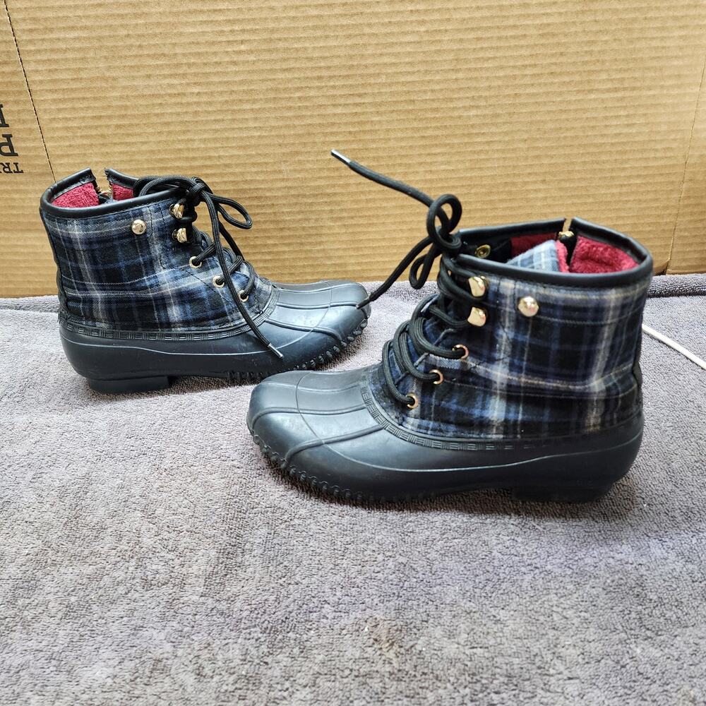 Tommy Hilfiger Roan Women's Plaid Duck Boots shoes Size 9